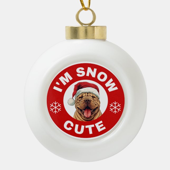 Boule En Céramique Shar-Pei Je suis Neige mignonne (Devant)