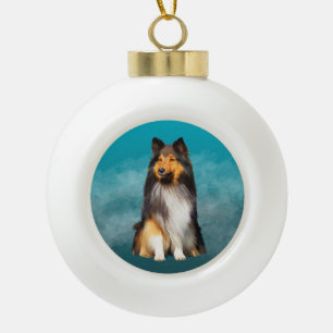 Boule En Céramique Sheltie Shetland Sheepdog Art Portrait