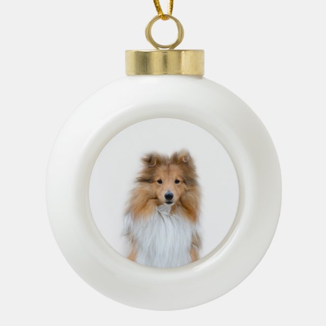 Boule En Céramique Sheltie Shetland Sheepdog en céramique Ball Orneme (Devant)