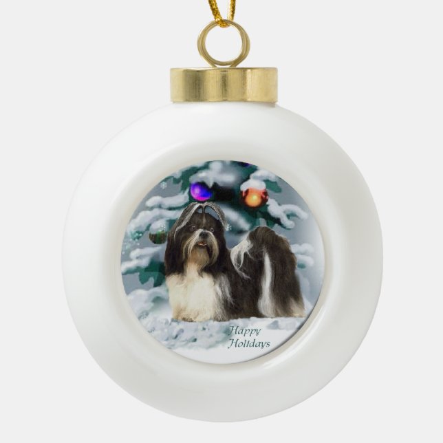 Boule En Céramique Shih Tzu Noël (Devant)