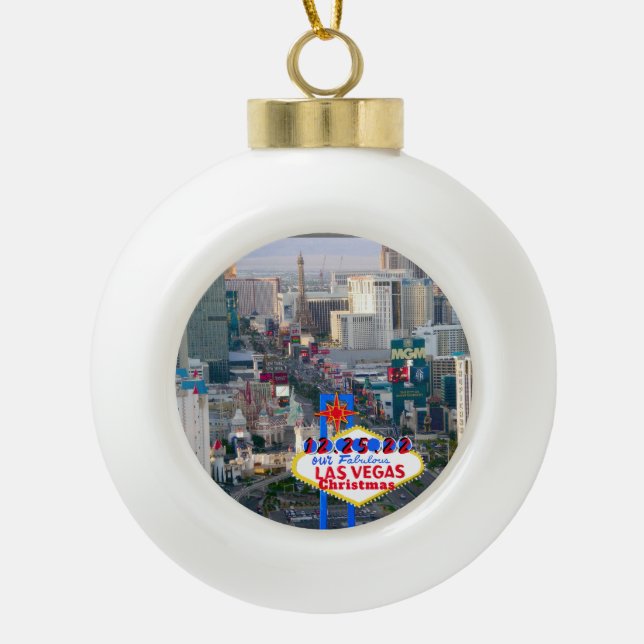 Boule En Céramique Signe de Noël de Las Vegas Signal personnalisé (Devant)