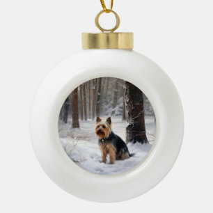 Boule En Céramique Silencieux Terrier Laisser Il Neige Noël