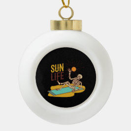 Boule En Céramique Skeleton Sunning sur un