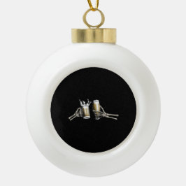 Boule En Céramique Skelton Hands Cheval avec une bière sur une
