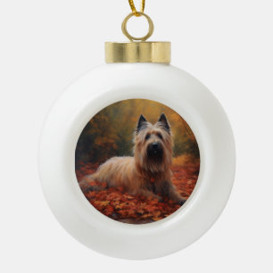 Boule En Céramique Skye Terrier à l'automne Feuilles automne Inspire
