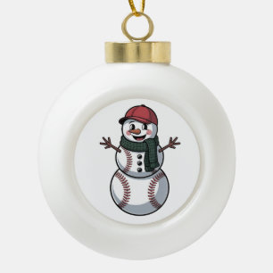 Boule En Céramique Snowman Baseball Noël Père Noël Baseball Sport
