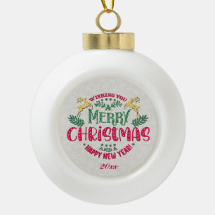 Boule En Céramique Souhaitez-vous un joyeux Noël et une bonne année