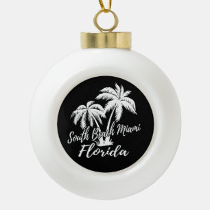 Boule En Céramique South Beach Miami Florida Palm Trees Beach