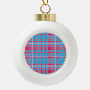 Boule En Céramique Tartan bleu et rouge