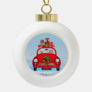 Boule En Céramique Terrier blanc West Highland avec le Père Noël