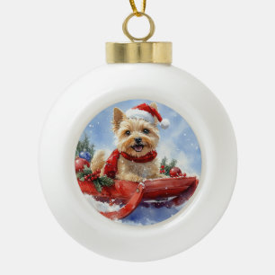 Boule En Céramique Tervueren Cairn Terrier Chien en Traîneau Laissez-