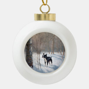 Boule En Céramique Tervueren de Boston Laissez-le neiger Noël