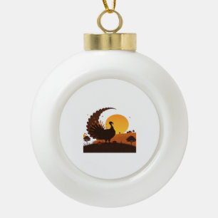 Boule En Céramique Thanksgiving Turquie Silhouette - Sunset Harvest S