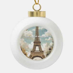 Boule En Céramique Tour Eiffel Paris Voyage Art Rétro Vintage Nom