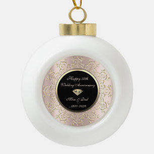 Boule En Céramique Tourbillons Diamant Or Rose 50e Anniversaire de Ma