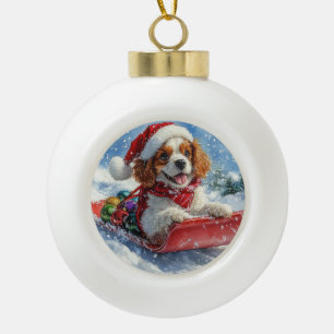 Boule En Céramique Traîneau à chiens Cavalier King Charles Spaniel No