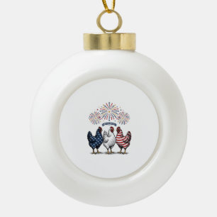 Boule En Céramique Trio de poulets patriotiques Gravure vintage vecte