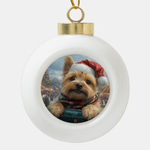 Boule En Céramique Trottinette de chien Cairn Terrier Noël