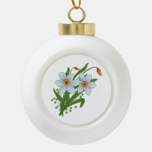 Boule En Céramique Tulipes et fleurs de jonquilles