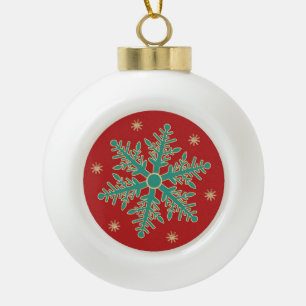 Boule En Céramique Turquoise Red Gold Snowflake