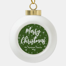Boule En Céramique Typographie verte Élégante classique Joyeux Noël
