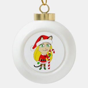 Boule En Céramique un catgirl chibi de Noël