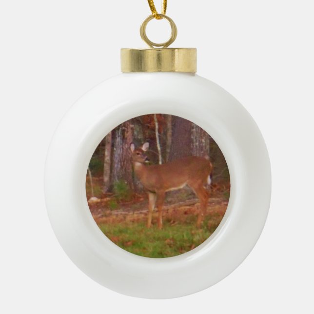 Boule En Céramique Un cerf dans les bois (Devant)