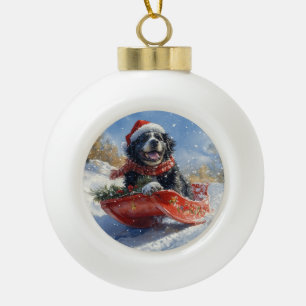 Boule En Céramique Un chien de Terre-Neuve dans la corniche laissez-l