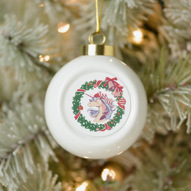 Boule En Céramique Unicorne magique de Noël (Arbre)