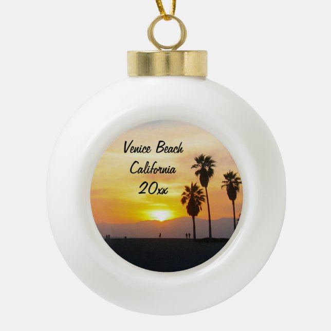 Boule En Céramique Venice Beach California Sunset Xmas (Devant)