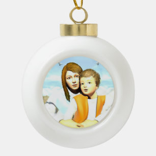 Boule En Céramique Vierge Marie et l'Enfant Jésus