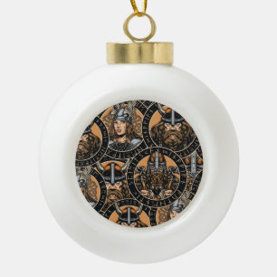 Boule En Céramique Viking Warriors : Motif Vintage coloré