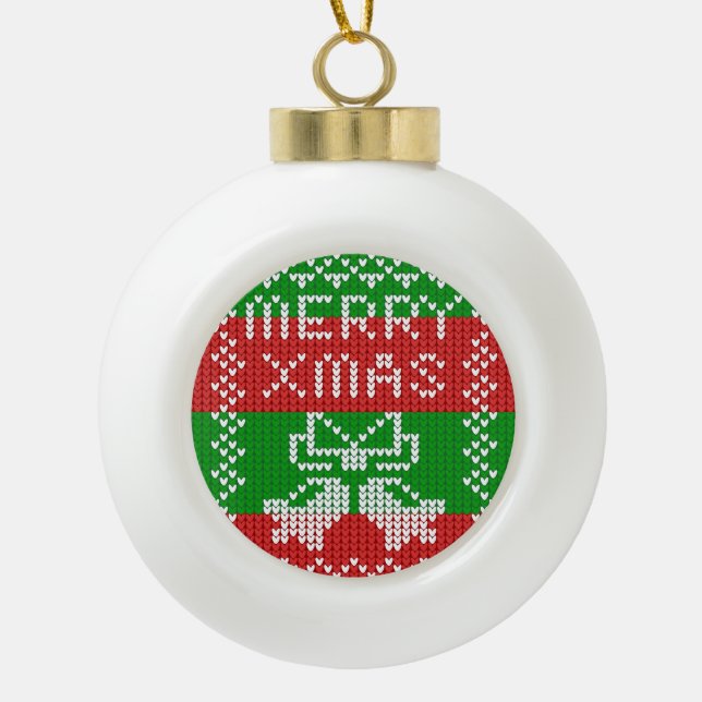 Boule En Céramique Vilain pull motif sonnettes Joyeux fils Xmas (Devant)