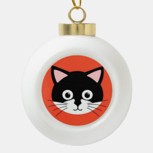 Boule En Céramique Visage de Chat Mignon Illustration Vibrante
