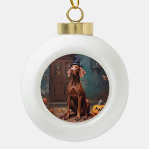 Boule En Céramique Vizsla Citrouille Halloween effroi