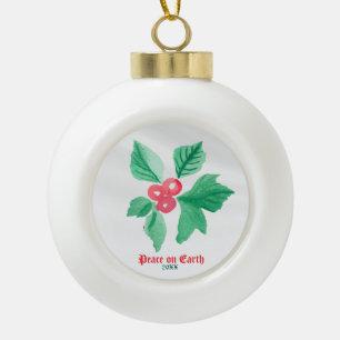 Boule En Céramique Votre icône préférée Noël personnalisé Holly