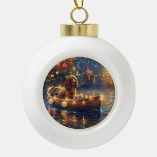 Boule En Céramique Voyage de Noël du Cocker Spaniel