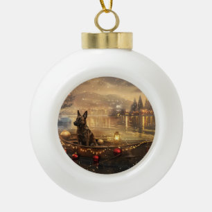 Boule En Céramique Voyage festif de Noël du Malinois belge
