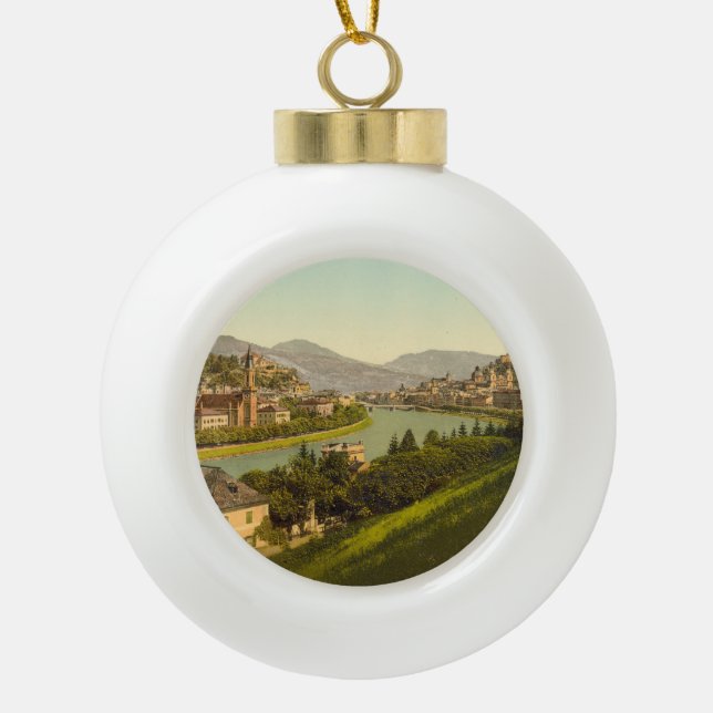 Boule En Céramique Vue générale de Salzbourg, Autriche (Devant)