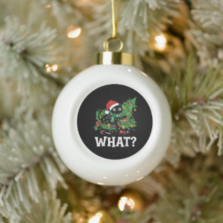 Boule En Céramique What Black Cat Funny Christmas Tree