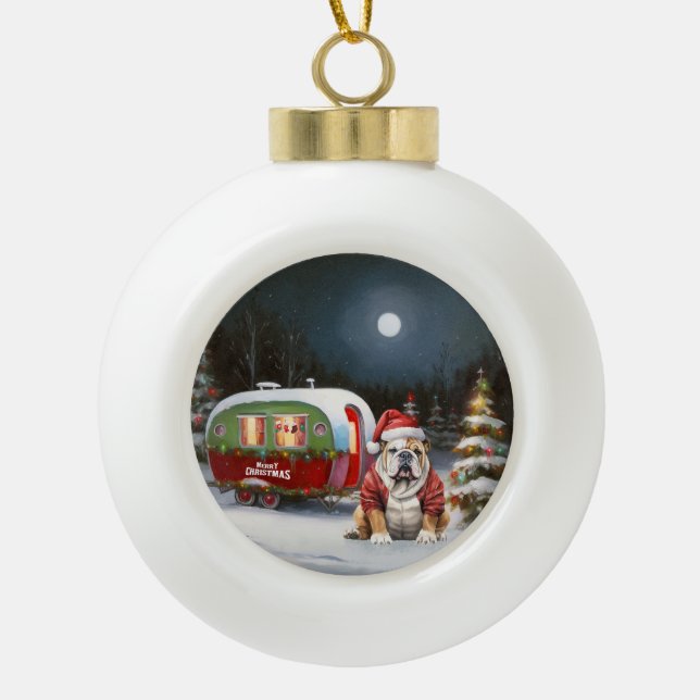 Boule En Céramique Winter Bulldog Caravan Christmas Adventure (Devant)