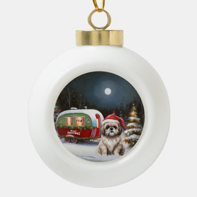 Boule En Céramique Winter Havanese Caravan Christmas Adventure (Devant)