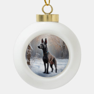 Boule En Céramique Xoloitzcuintli Laissez tomber la neige Noël