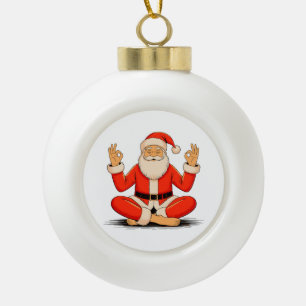 Boule En Céramique Yoga Santa Namasté Méditation Noël Vacances