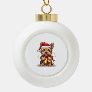 Boule En Céramique Yorkshire Terrier Christmas Bells