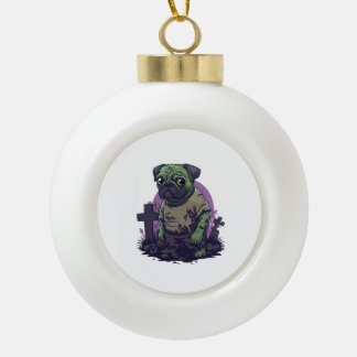 Boule En Céramique Zombie Pug � Undead Funny Halloween Dog