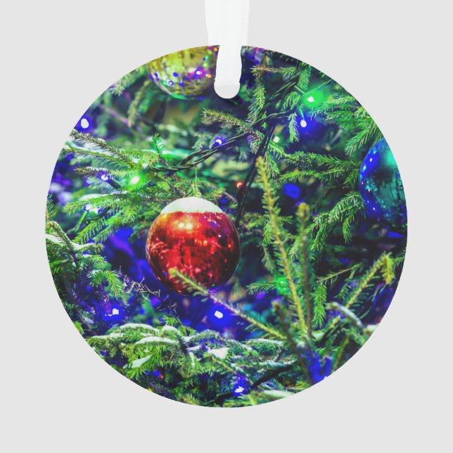 Boule rouge arbre de Noël vert (dos)