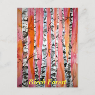 bouleau paysage art abstrait Forêt carte postale