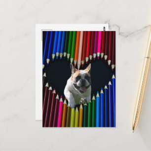 Bouledogue français carte postale coeur