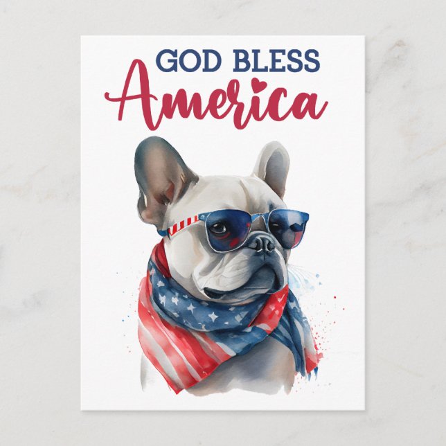 Bouledogue français, Dieu bénisse l'Amérique Carte (Devant)